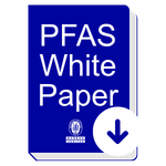  blue book with the words PFAS White Paper on it, a white BV logo under the text, and a download arrow in the bottom right corner of the book