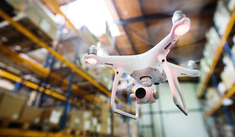 drone in warehouse 