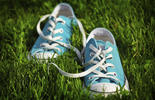 pair of canvas shoes in the grass
