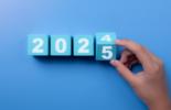 blue blocks with 2024 in white. the 4 of the 2024 is being flipped to a 5 to show 2025