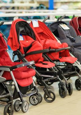 strollers lined up along the wall