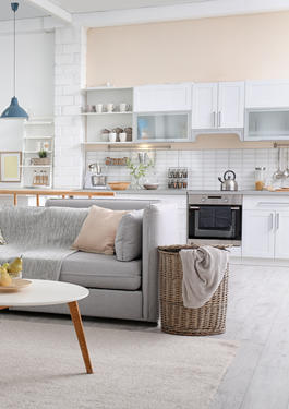 living room and kitchen space